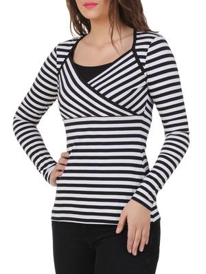 monochrome striped long sleeved top - 10193771 - Standard Image - 2