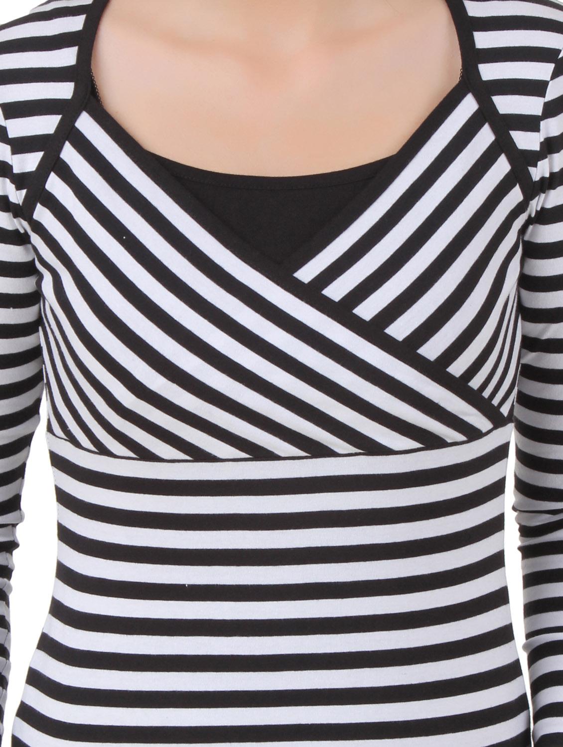 monochrome striped long sleeved top - 10193771 - Zoom Image - 4