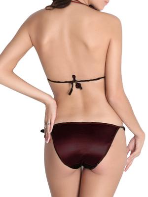 brown satin bras and panty set - 10235157 - Standard Image - 2
