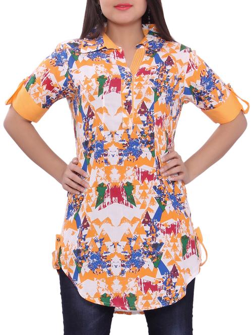 orange cotton kurta - 10236025 - Standard Image - 1