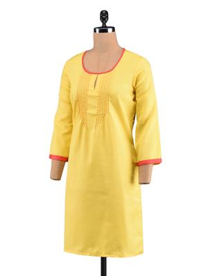 yellow pin tucked yoke kurti - 1023854 - Standard Image - 2