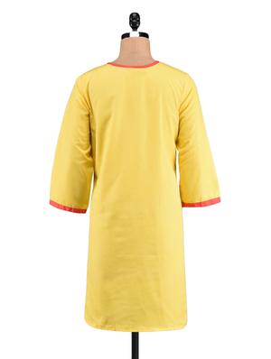 yellow pin tucked yoke kurti - 1023854 - Standard Image - 3