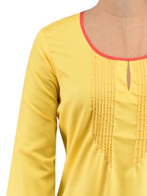 yellow pin tucked yoke kurti - 1023854 - Standard Image - 4