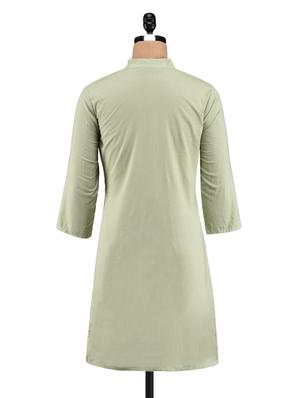 pastel green embroidered collared kurti - 1023869 - Standard Image - 3