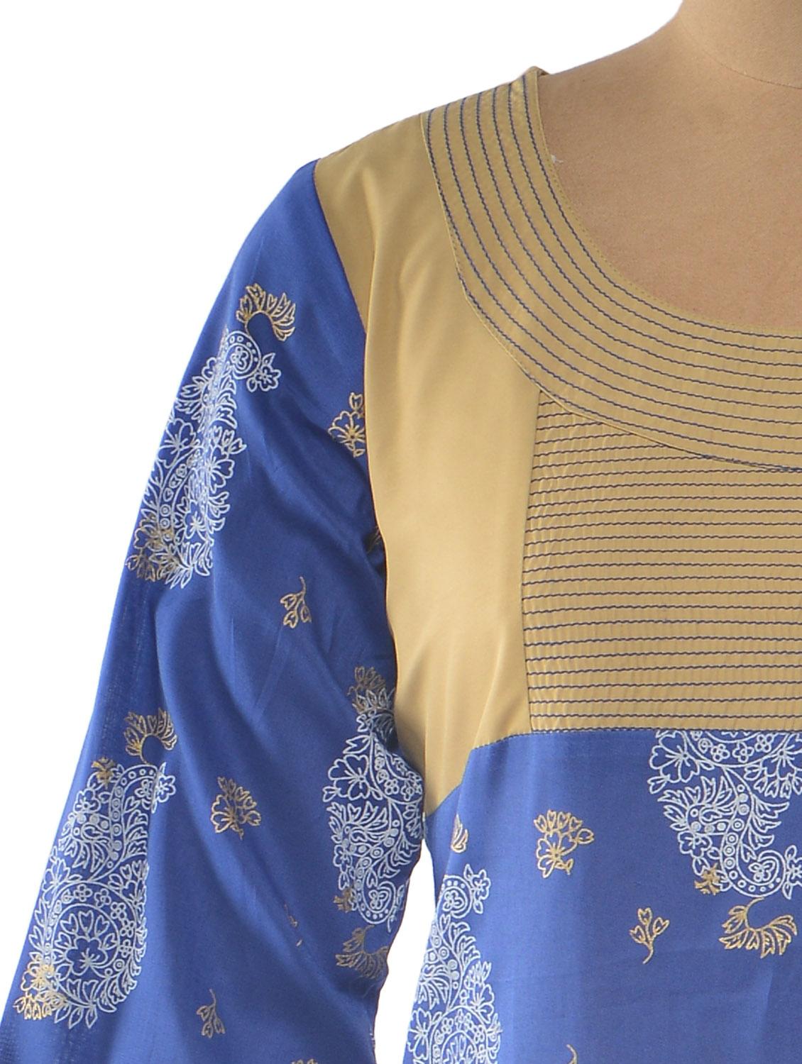 blue color cotton ethnic round neck kurta - 1023876 - Zoom Image - 4