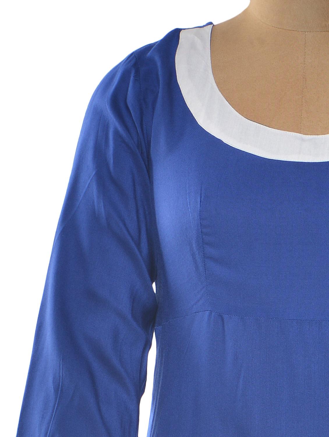 blue color rayon round neck asymmetric kurta - 1023880 - Zoom Image - 4