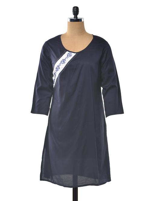 cotton round neck kurta - 1023904 - Standard Image - 1