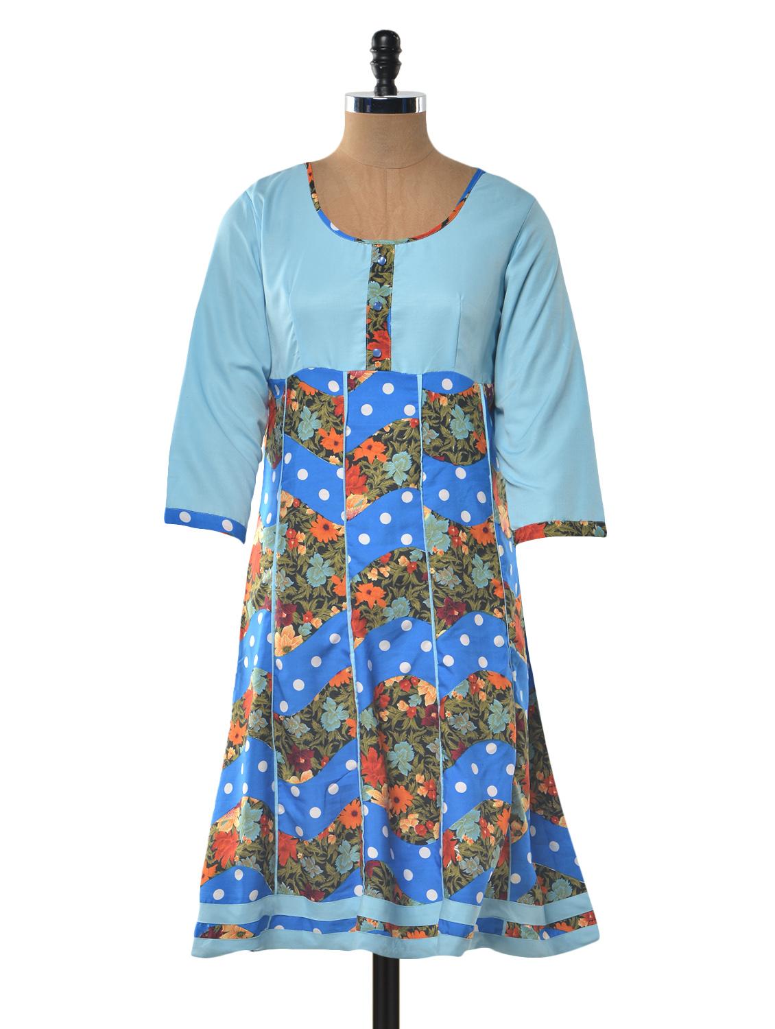 multi color round neck kurta - 1023910 - Zoom Image - 1