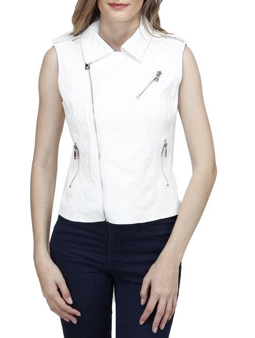 white leatherette jacket - 10266337 - Standard Image - 1
