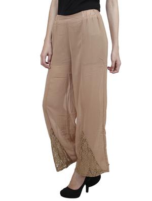 beige polyester palazzos - 10266380 - Standard Image - 2