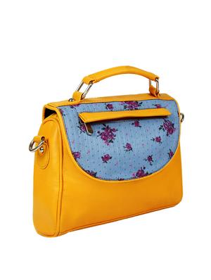 yellow leatherette (pu) regular handbag - 10268894 - Standard Image - 5