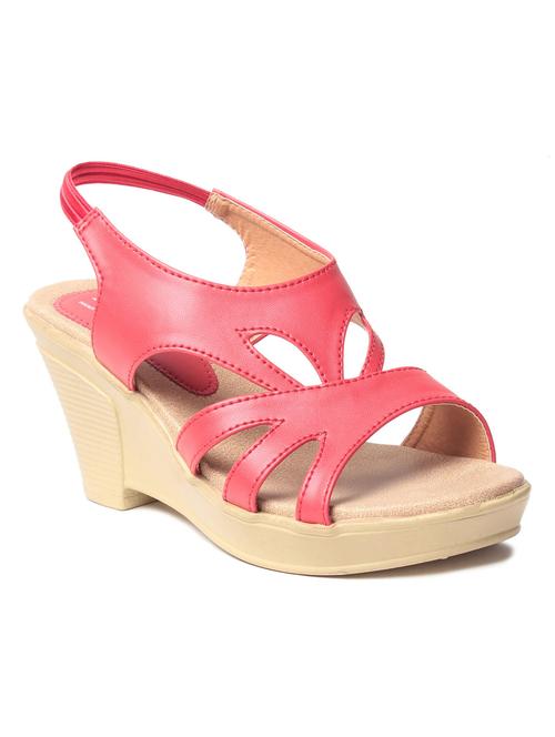 red leatherette wedge - 10277301 - Standard Image - 1