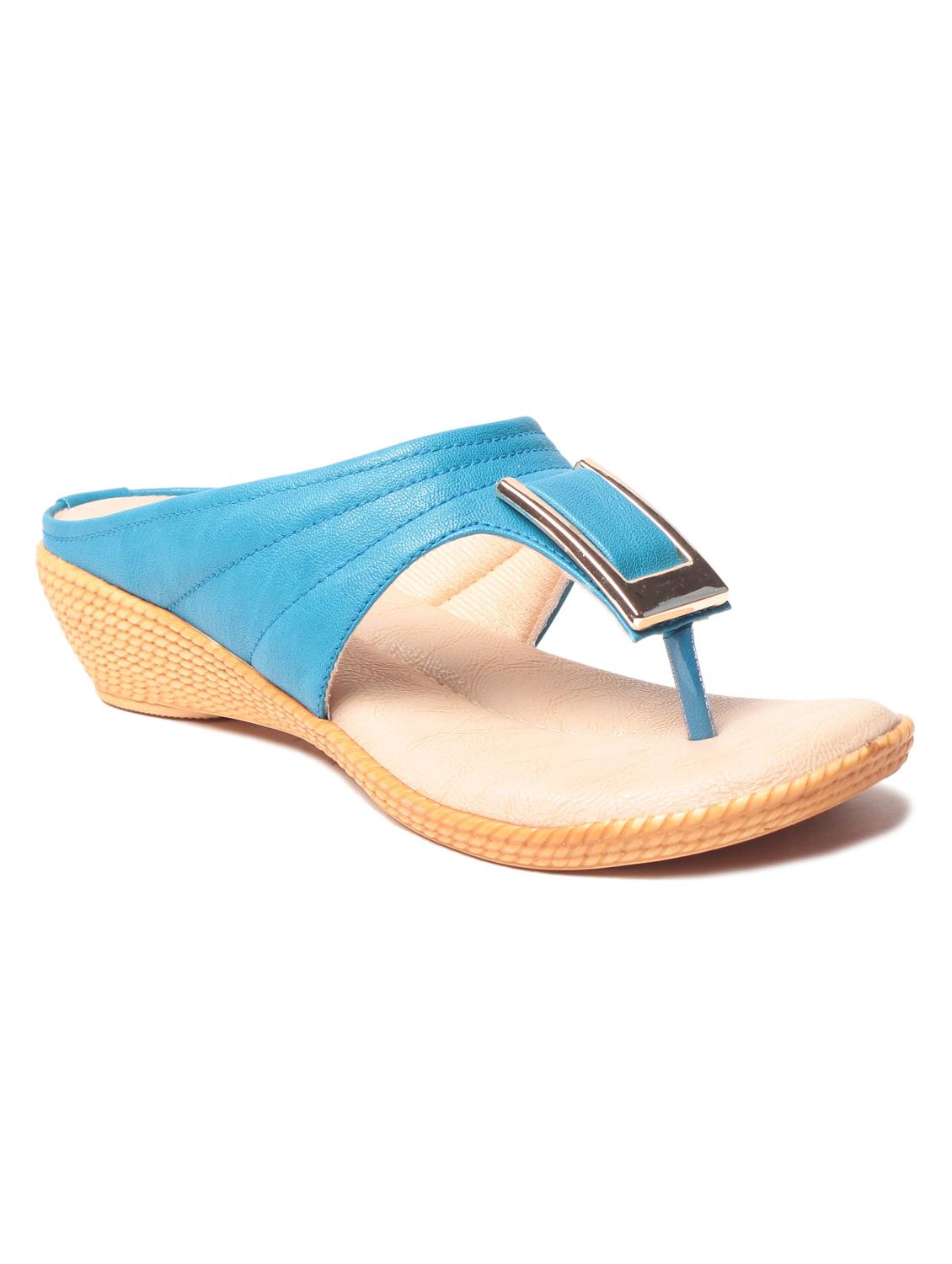 turquoise leatherette toe separator sandals - 10277363 - Zoom Image - 1