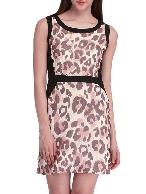 brown crepe a-line dress - 10282669 - Very Small Image - 1