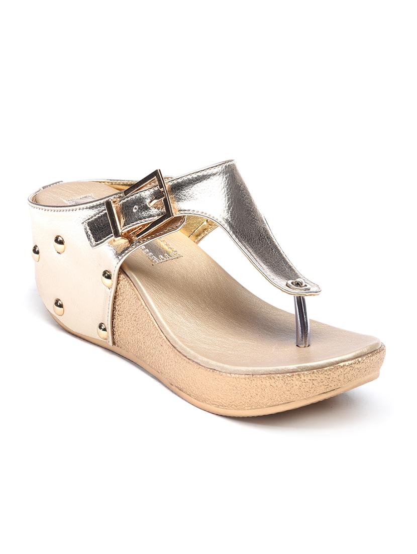 gold open thong wedge - 10288316 - Zoom Image - 1