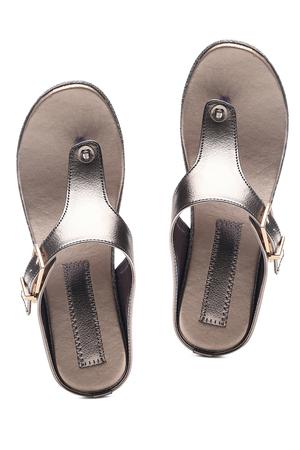 silver open thong wedge - 10288317 - Standard Image - 6