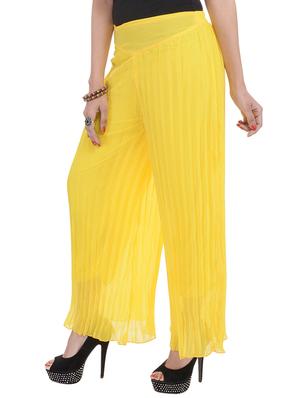 yellow chiffon palazzos - 10289001 - Standard Image - 2