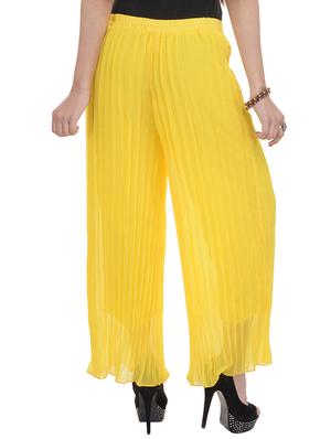 yellow chiffon palazzos - 10289001 - Standard Image - 3