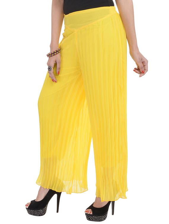 yellow chiffon palazzos - 10289001 - Zoom Image - 2