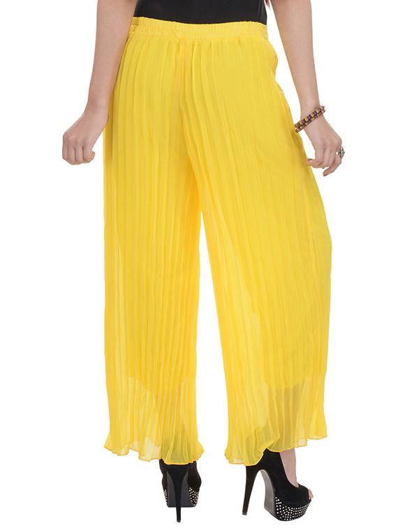 yellow chiffon palazzos - 10289001 - Zoom Image - 3