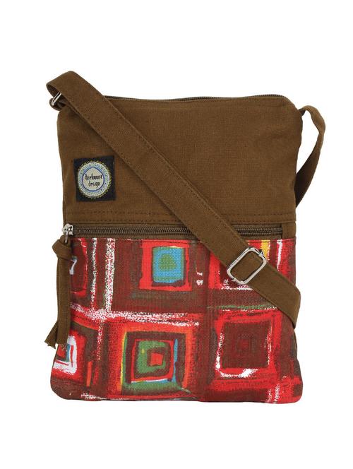 brown printed sling bag - 10291744 - Standard Image - 1