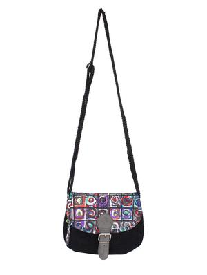 black canvas regular sling bag - 10291750 - Standard Image - 6