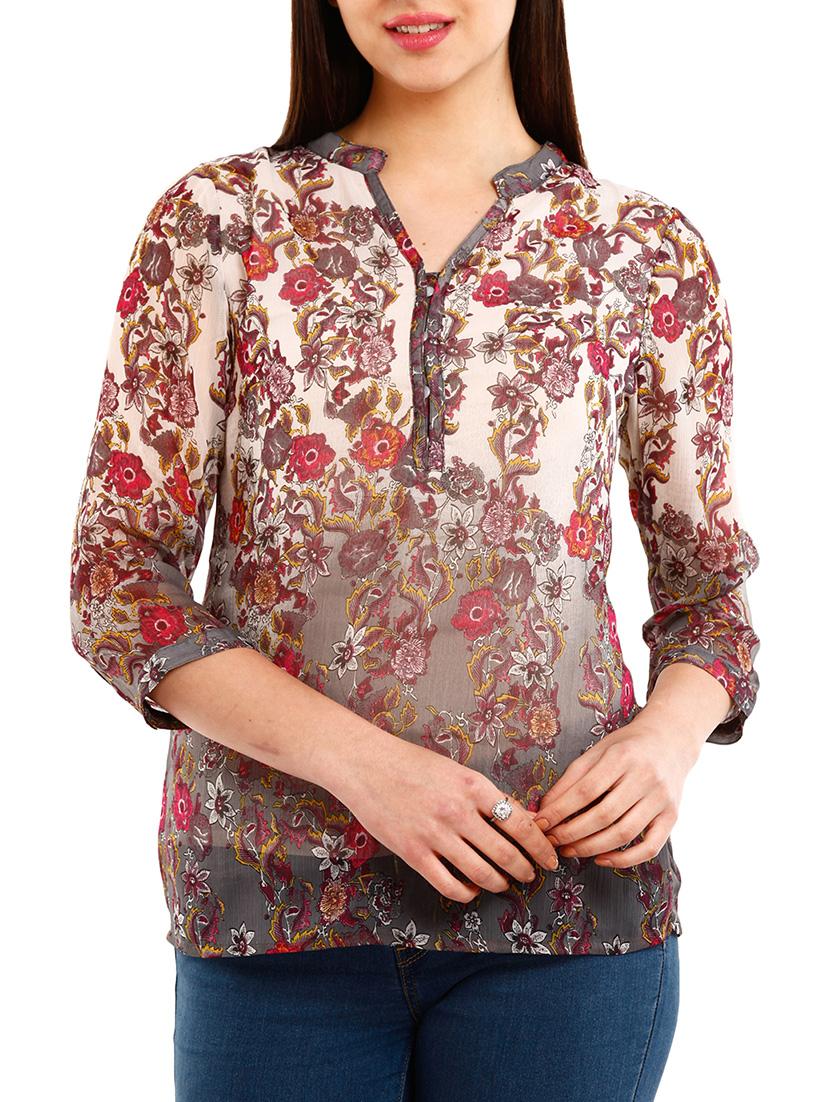 charcoal poly cotton top - 10292639 - Zoom Image - 1