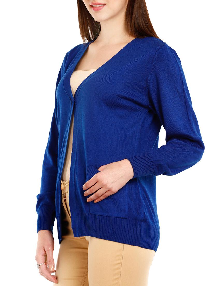 royal blue wool cardigan - 10292647 - Zoom Image - 2