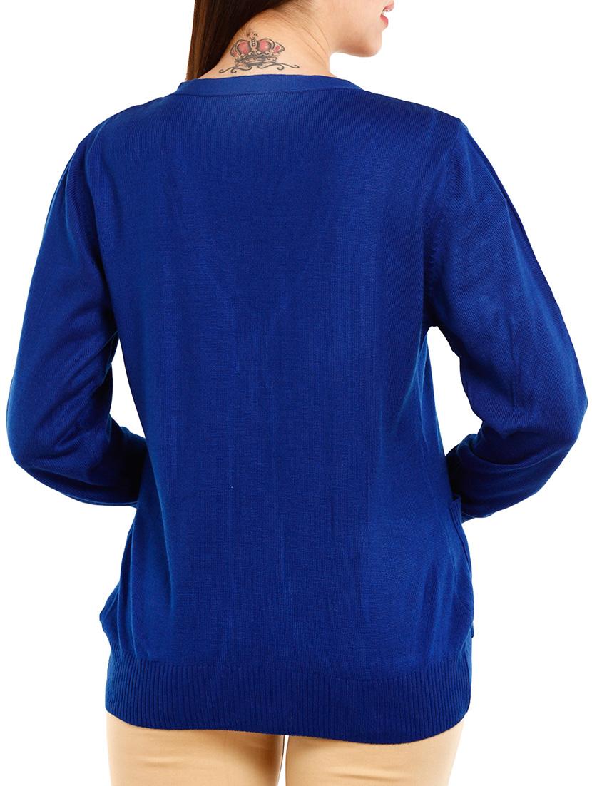 royal blue wool cardigan - 10292647 - Zoom Image - 3