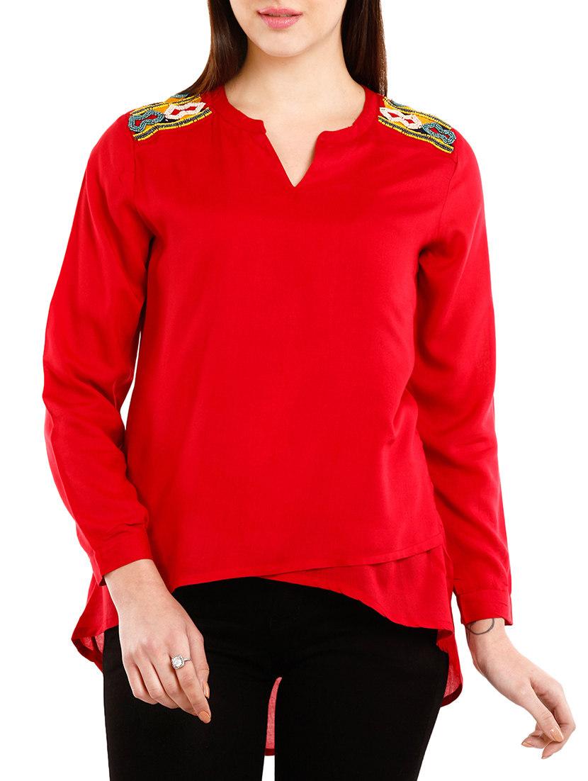 solid red viscose top - 10292688 - Zoom Image - 1