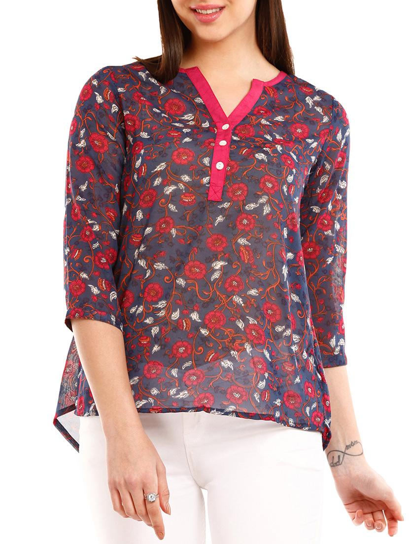 pink floral polyester top - 10292696 - Zoom Image - 1