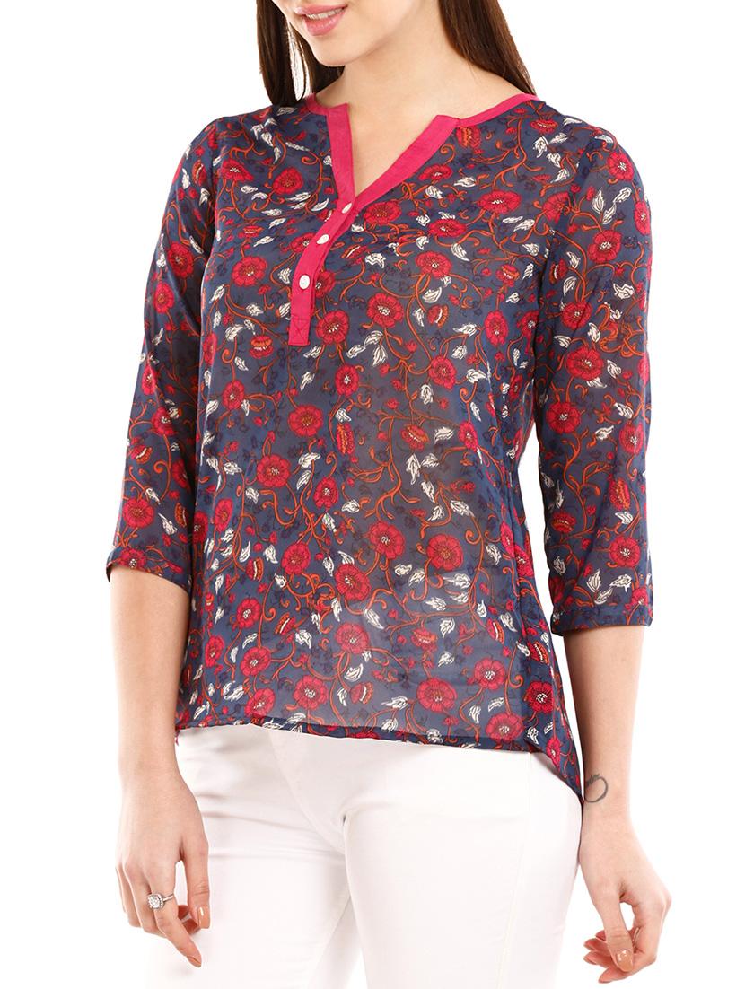 pink floral polyester top - 10292696 - Zoom Image - 2