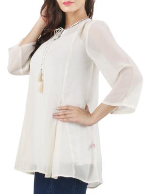 embellished tie up neck tunic - 10296511 - Standard Image - 2