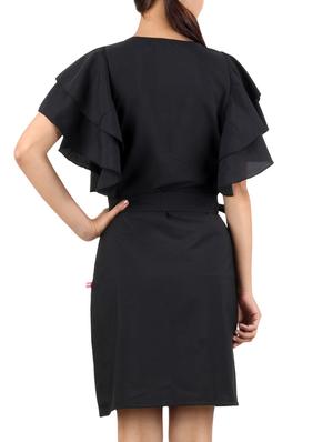 flutter sleeved belted dress - 10296514 - Standard Image - 3