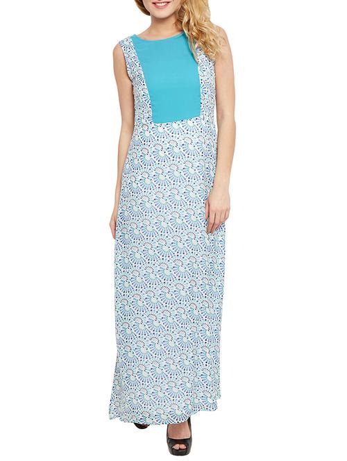 the vanca sky blue printed cotton maxi dress with cut-out back - 10315156 - Standard Image - 1