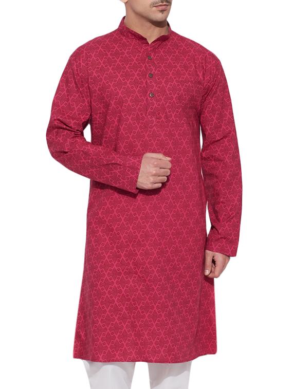 pink cotton long ethnic kurta - 10326541 - Zoom Image - 1