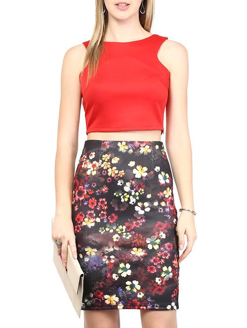 red cotton blend skirts - 10328216 - Standard Image - 1
