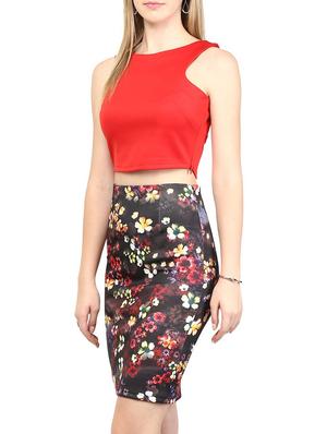 red cotton blend skirts - 10328216 - Standard Image - 2