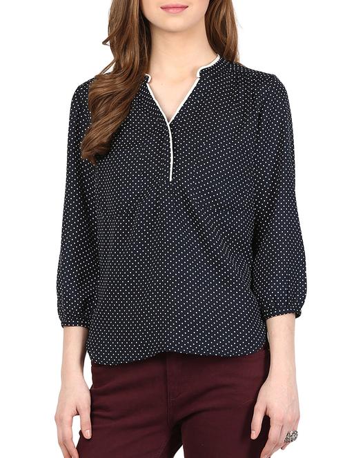 blue crepe top - 10328317 - Standard Image - 1