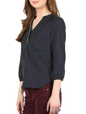 blue crepe top - 10328317 - Standard Image - 2