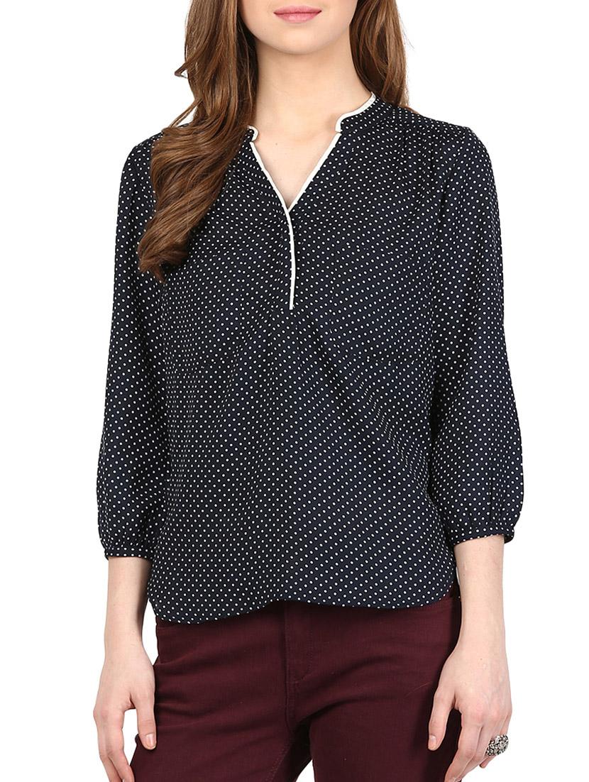 blue crepe top - 10328317 - Zoom Image - 1