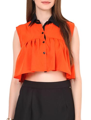 orange Polyester fabric Pleated shirt - 10329229 - Very Small Image - 1