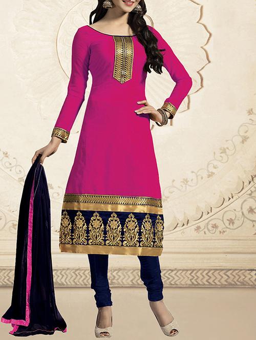 pink churidaar unstitched suit - 10335574 - Standard Image - 1