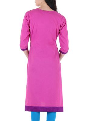 purple cotton straight kurta - 10341988 - Standard Image - 3