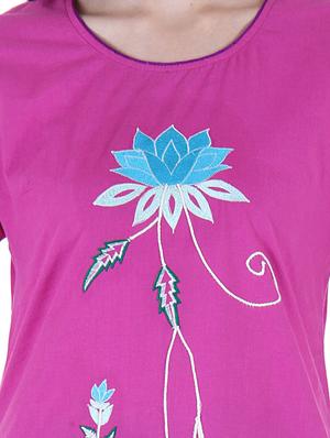 purple cotton straight kurta - 10341988 - Standard Image - 4