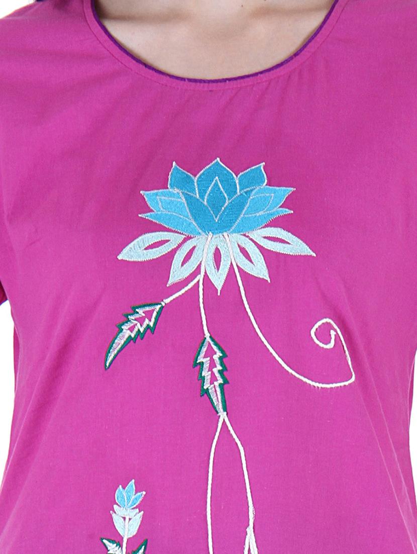 purple cotton straight kurta - 10341988 - Zoom Image - 4