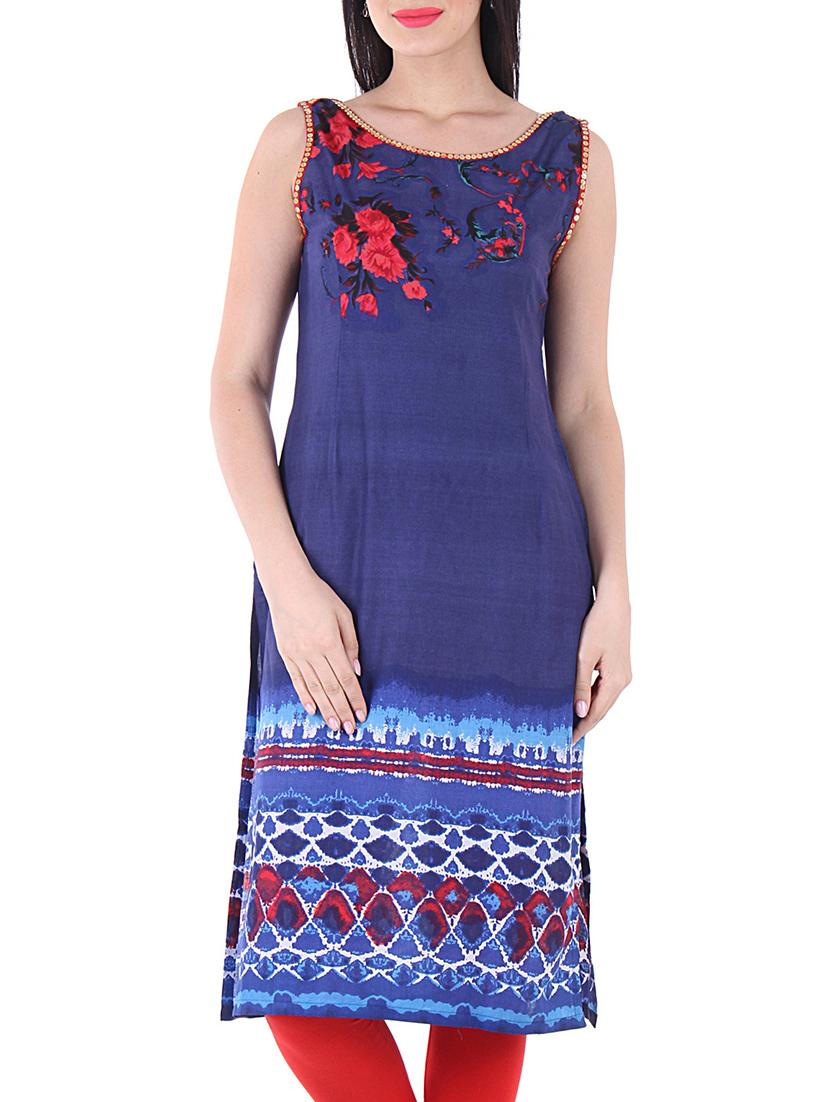 blue cotton kurta - 10342020 - Zoom Image - 1