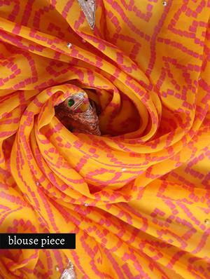 yellow gold georgette saree - 10342572 - Standard Image - 3