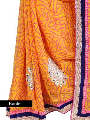 yellow gold georgette saree - 10342572 - Standard Image - 4
