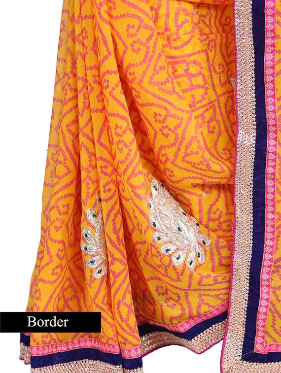 yellow gold georgette saree - 10342572 - Zoom Image - 4